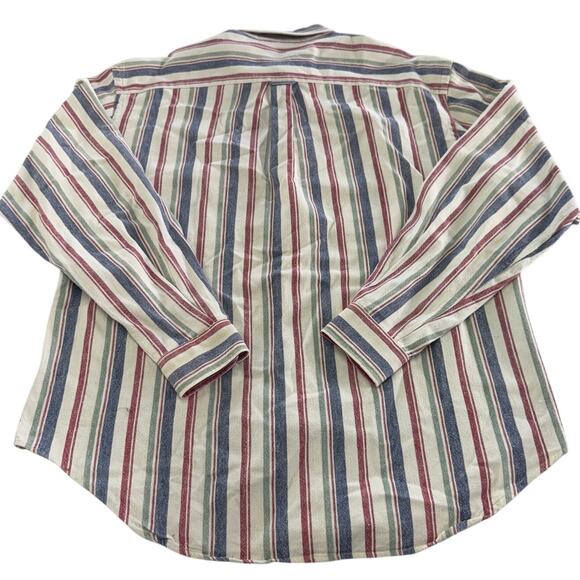 Nautica Shirt Mens X Large Blue White Red Striped Denim Button Down Vintage - Picture 2 of 7